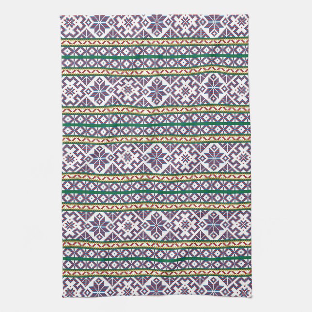 Tribal Multicolored ancient symbol folk art design Kitchen Towel (Vertical)