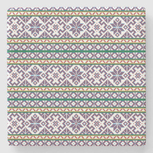 Tribal Multicolored ancient symbol folk art design Stone Coaster