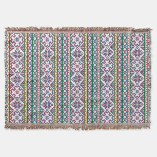 Tribal Multicolored ancient symbol folk art design Throw Blanket