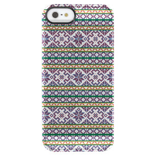Tribal Multicolored ancient symbol folk art design Clear iPhone SE/5/5s Case