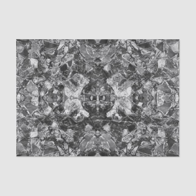 Tribal Native Black White Distressed Art Design Tissue Paper (Front)