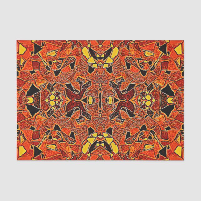Tribal Native Orange Yellow Boho Western Pattern Tissue Paper (Front)