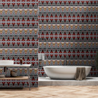 Tribal Native Red Grey Black Gold Pattern