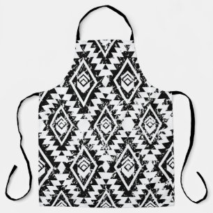 Tribal Navajo: black white geometric. Apron