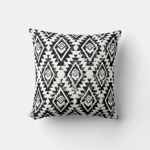 Tribal Navajo: black white geometric. Throw Pillow