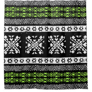 Tribal Navajo, black white green pattern.