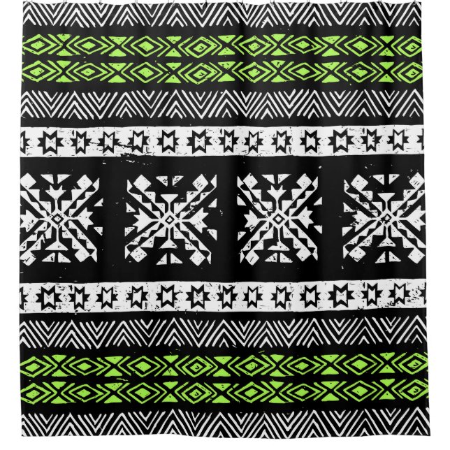 Tribal Navajo, black white green pattern. (Front)