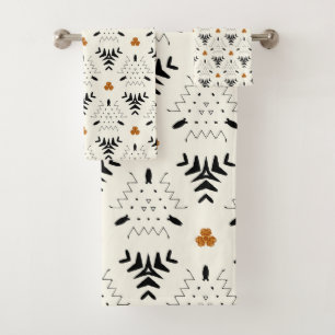 Tribal Neutral Geometric Pattern  Bath Towel Set