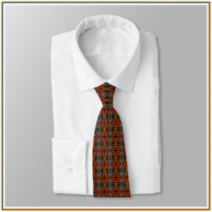 Tribal Orange and Gold Pattern  Tie
