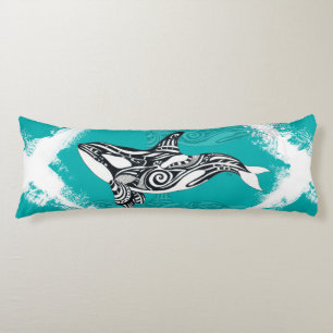 Tribal Orca Brushed Teal Body Pillow