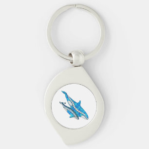Tribal Orca Whales Keychain