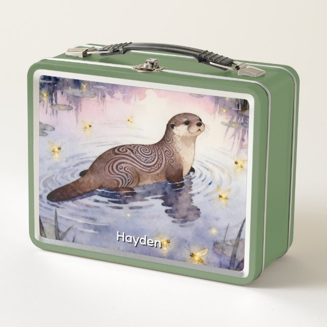 Tribal Otter Metal Lunch Box (Front)