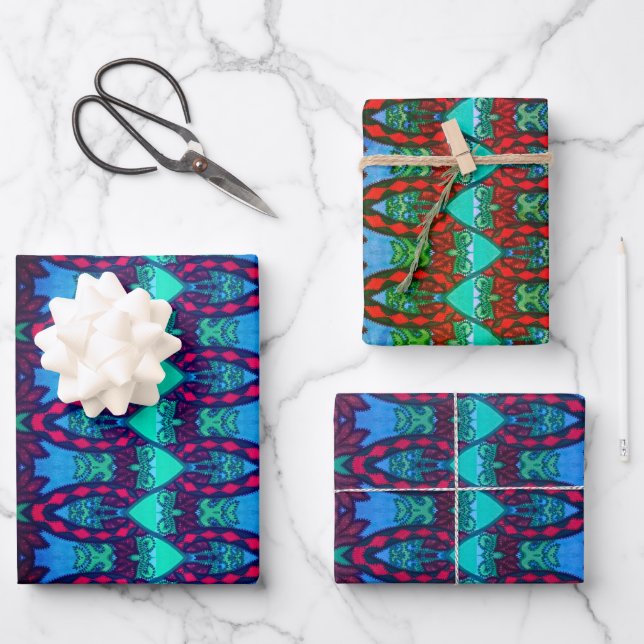 Tribal Owl and Cat  Wrapping Paper Sheet (Front)