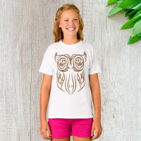 Tribal Owl Line Art Modern Brown Abstract
