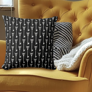 Tribal Owl Skeleton Key Throw Pillow