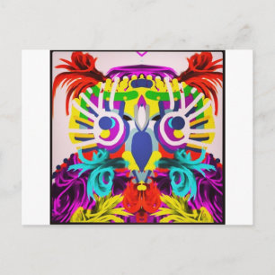 Tribal Owl With Many Colours Postcard