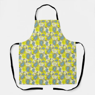 Tribal Paisley Pattern Lemon Yellow Turquoise  Apron