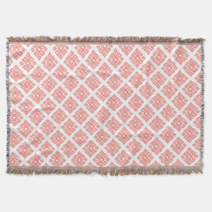 Tribal pattern coral white tile pattern throw