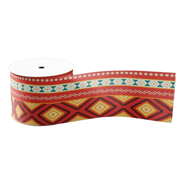 Tribal pattern grosgrain ribbon (Spool)