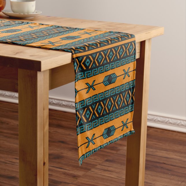 Tribal Pattern Southwest Design Short Table Runner (In Situ)