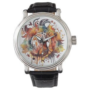 Tribal Phoenix Watercolor Mandala Watch Art