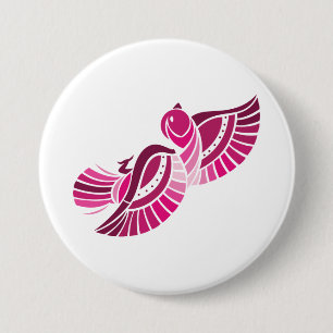 Tribal Pink Bird Stylized Magenta Phoenix 3 Inch Round Button