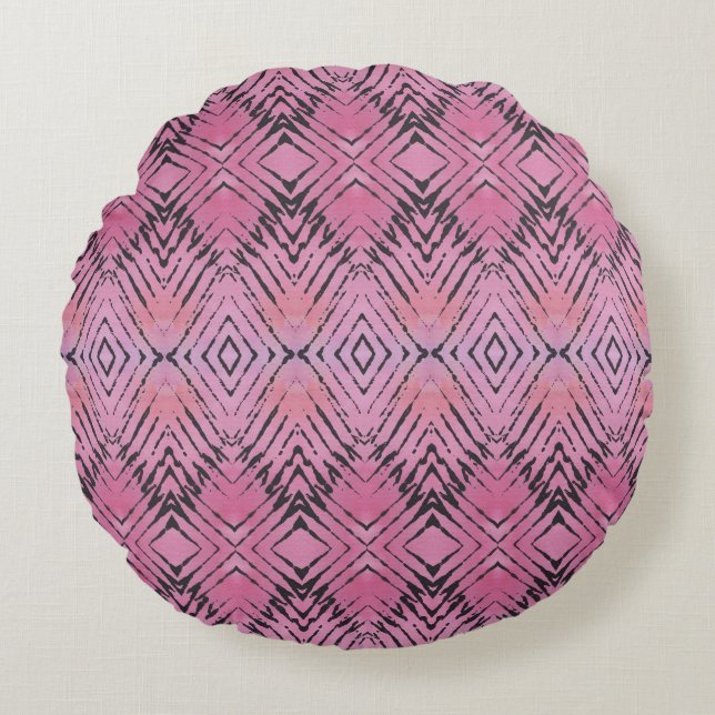 Tribal Pink Round Pillow (Front)