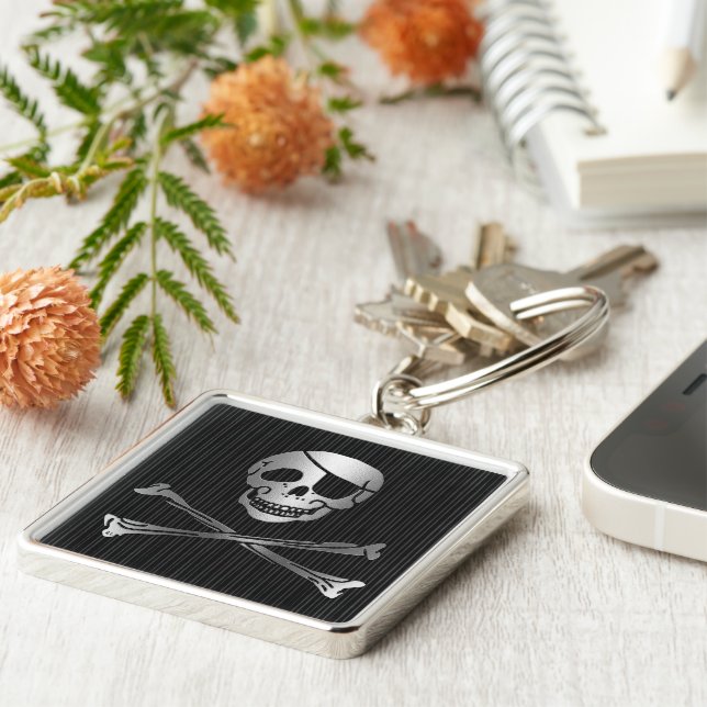 Tribal Pirate Silver & Black Keychain (Side)