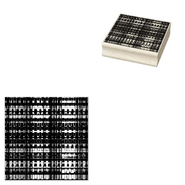 Tribal Plaid Textured Pattern Rubber Stamp (Stamped)