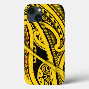 Tribal Polynesian tattoo design with Maori koru iPhone 13 Case