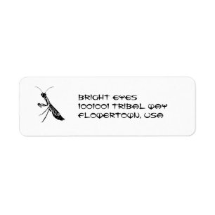 Tribal praying mantis address label