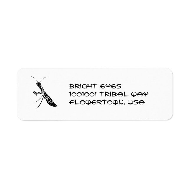 Tribal praying mantis address label (Front)