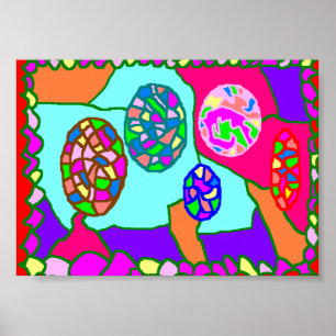 Tribal primitive art poster in vivid colours