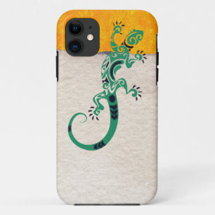 Tribal Print Gecko Lizard on Stone and Stucco iPhone 11 Case