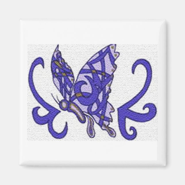 Tribal purple butterfly magnet (Front)