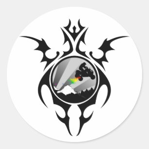 tribal quads classic round sticker