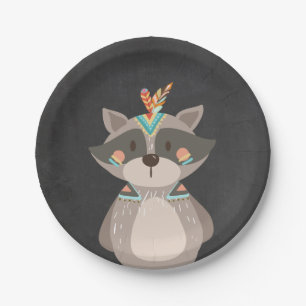 Tribal Raccoon Paper Plates Wild one Woodland Boho