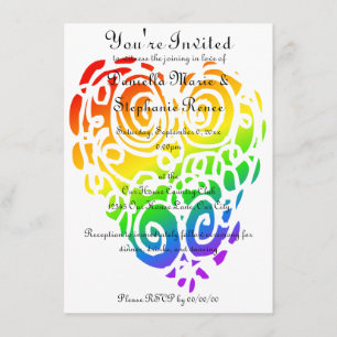 Tribal Rainbow Hearts Invitation