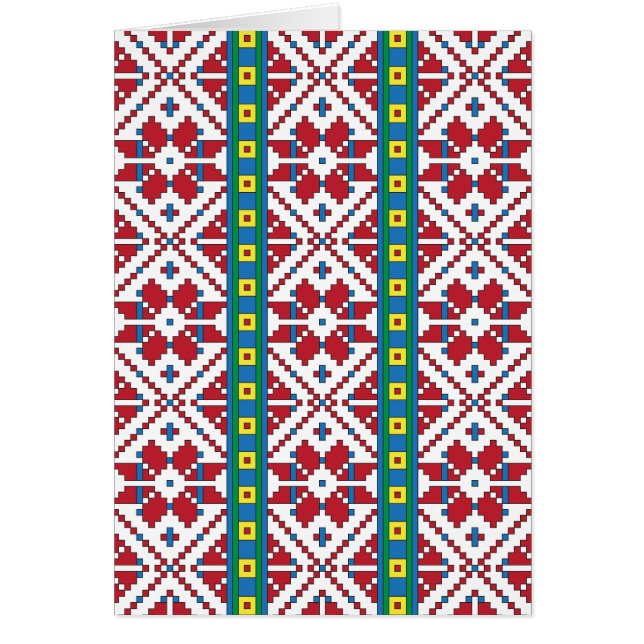 Tribal red, blue, and white star geometric pattern (Front)