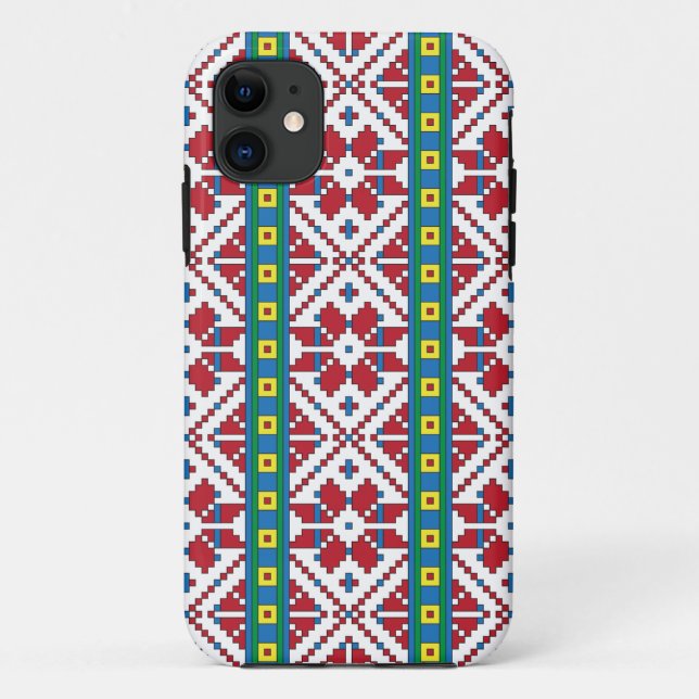 Tribal red, blue, and white star geometric pattern Case-Mate iPhone case (Back)