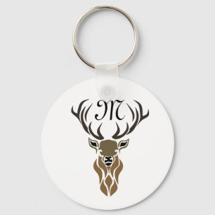 Tribal Red Stag Monogram Keychain