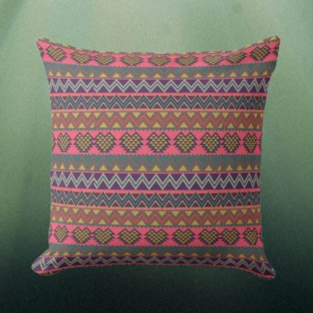 Tribal Rhythm Throw Pillow – Vibrant Geometric (Creator Uploaded)