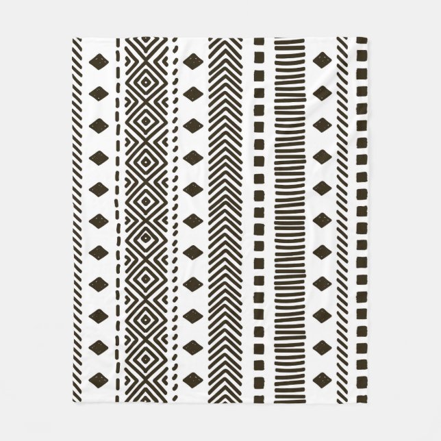 Tribal Rhythms: Ethnic Geometric Patterns Fleece Blanket (Front)