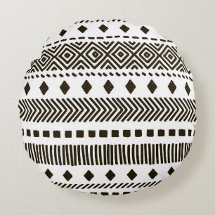 Tribal Rhythms: Ethnic Geometric Patterns Round Pillow