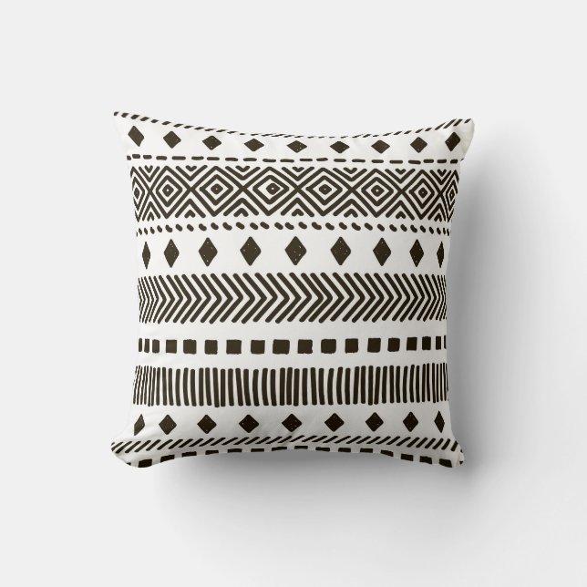 Tribal Rhythms: Ethnic Geometric Patterns Throw Pillow (Front)