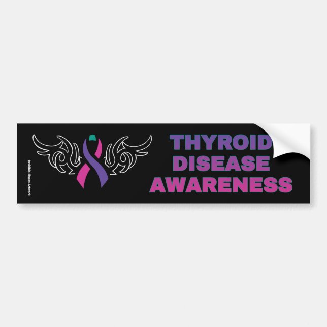 Tribal Ribbon...Thyroid Disease Bumper Sticker (Front)