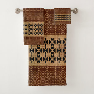 Tribal Rich Brown Mudcloth Bath Towel Set