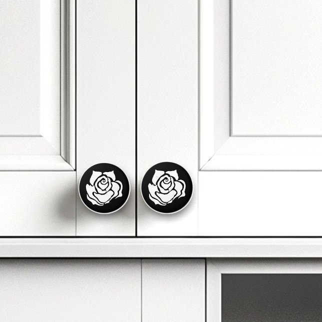 Tribal Rose Black White Ceramic Knob (Creator Uploaded)