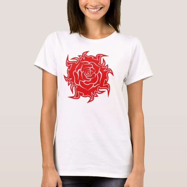 Tribal Rose in Red and White Tank Top (Front)