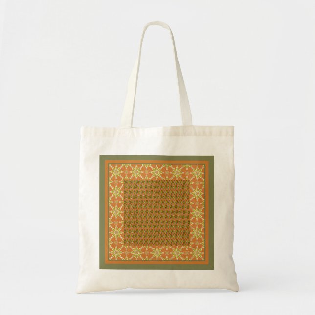 Tribal Rust Green Cream Patterns Budget Tote Bag (Front)
